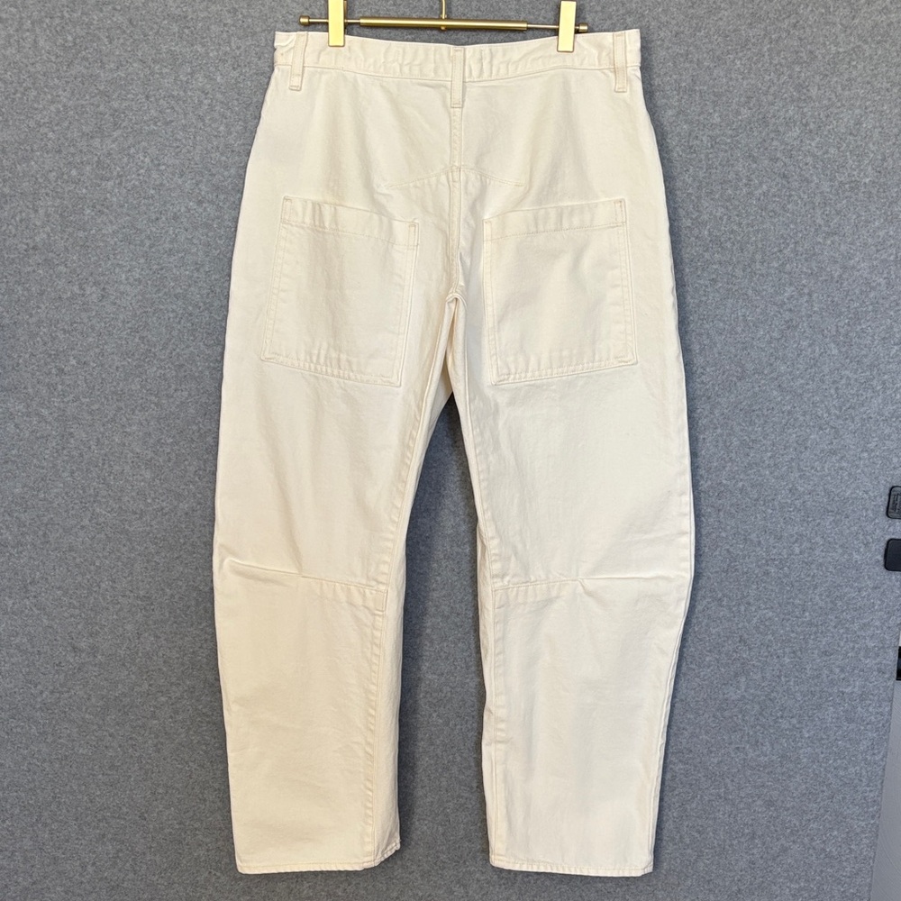 Nili Lotan Shon Denim Barrel Leg Tapered Crop Jean Pant - Size 29 Cream - Picture 4 of 16